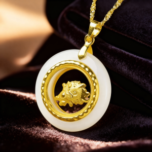 Dragon Zodiac Pendant · Hetian Jade × AU999 Gold