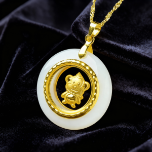 Monkey Zodiac Pendant · Hetian Jade × AU999 Gold