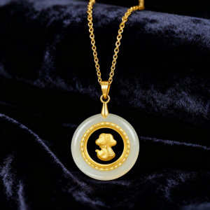 Snake Zodiac Pendant · Hetian Jade × AU999 Gold