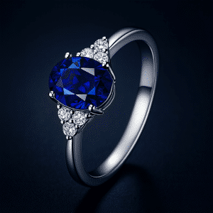 Mercury & Moon Intuition Ring – Water Element (Blue Crystal)