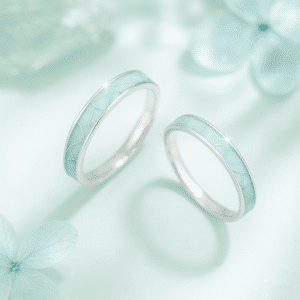Qinghua Celadon Enamel Couple Rings · S999 Silver